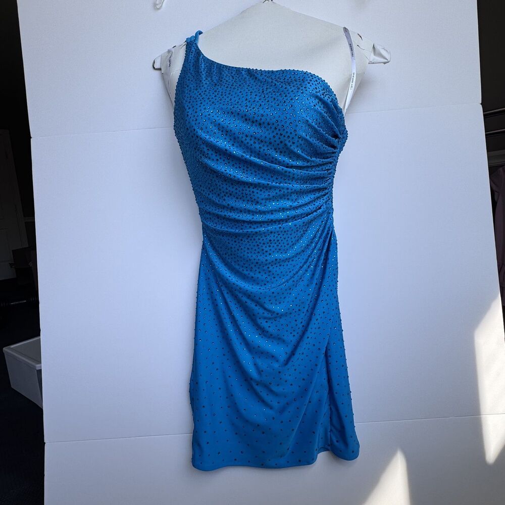 sherri hill dress size 2 women peacock blue style 55199